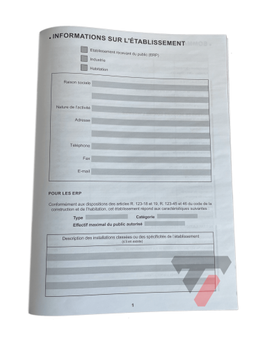 Registre de sécurité A4 Registre de sécurité A4